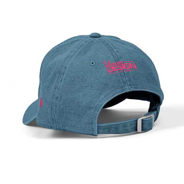 Denim Baseball Hat – Embroidered ‘Your Design Here’ Custom Cap, Personalized Casual Adjustable Dad Hat for Men & Women