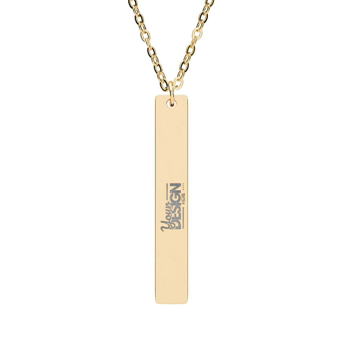 Engravable Vertical Bar Necklace Personalized Sterling Black Stainless Pendant by Printify