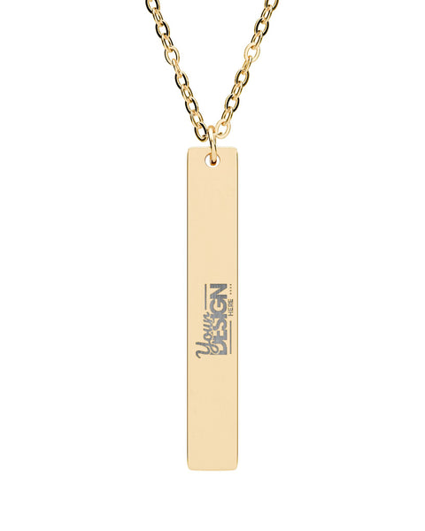 Engravable Vertical Bar Necklace Personalized Sterling Black Stainless Pendant