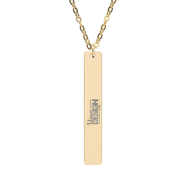 Engravable Vertical Bar Necklace Personalized Sterling Black Stainless Pendant by Printify