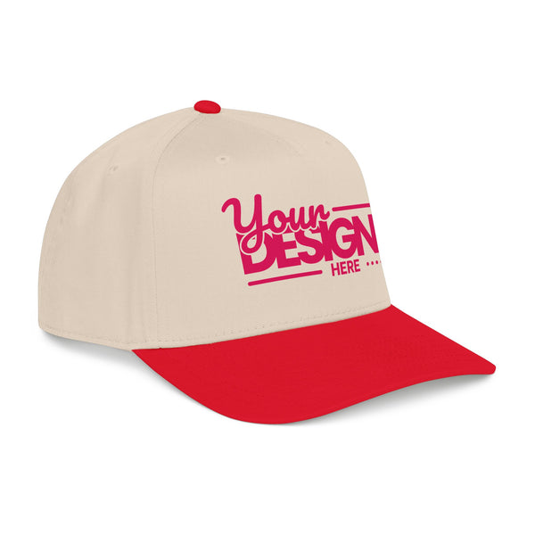 Custom Structured Baseball Cap – Personalized 5-Panel Snapback with Embroidered or Printed Design, Mid-Profile Custom Logo Ha