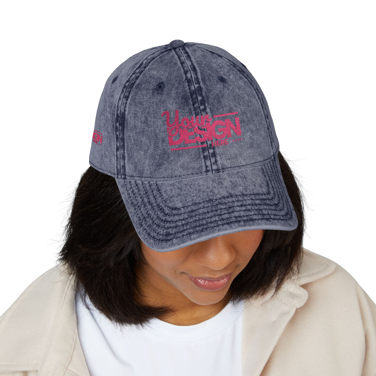 Vintage Embroidered Cap – ‘You’ Script Distressed Baseball Hat, Personalized Retro Dad Hat for Men & Women