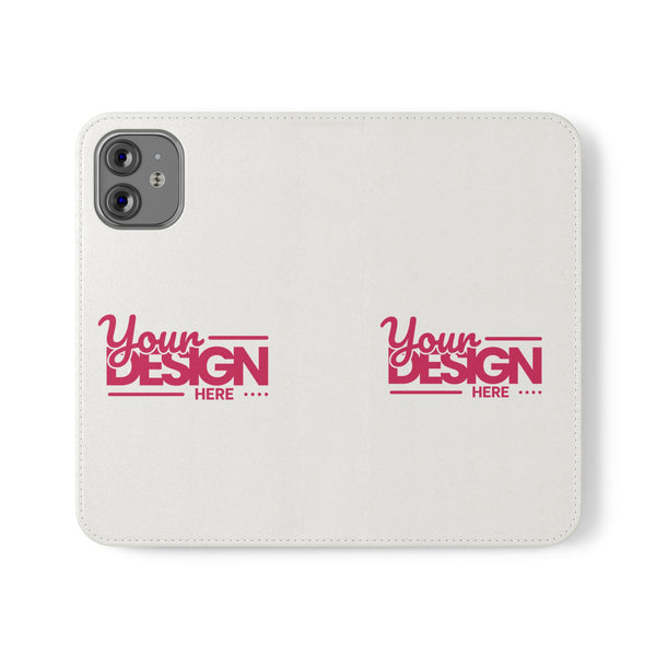Customizable Flip Phone Wallet Case – ‘Your Design Here’ Folio Cover with Card Holder, Personalized Phone Case for iPhone