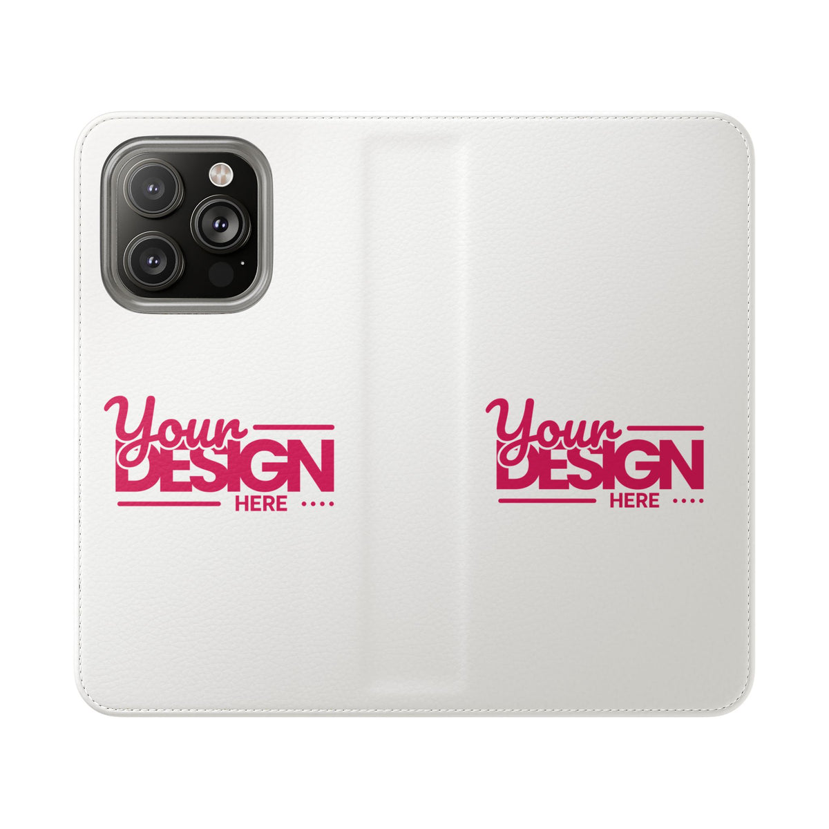 Customizable Flip Phone Wallet Case – ‘Your Design Here’ Folio Cover with Card Holder, Personalized Phone Case for iPhone