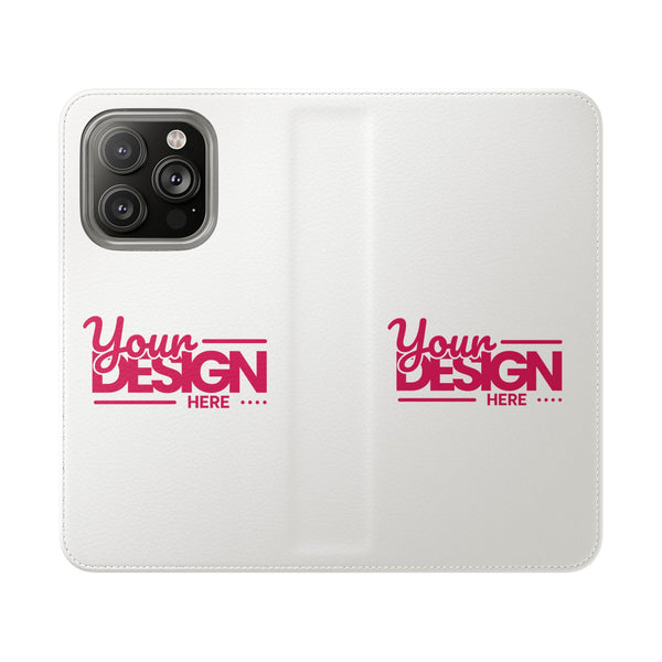 Customizable Flip Phone Wallet Case – ‘Your Design Here’ Folio Cover with Card Holder, Personalized Phone Case for iPhone