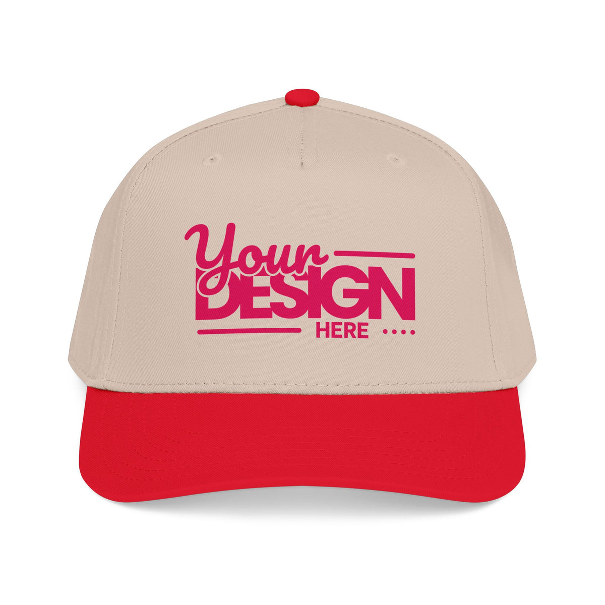 Custom Structured Baseball Cap – Personalized 5-Panel Snapback with Embroidered or Printed Design, Mid-Profile Custom Logo Ha