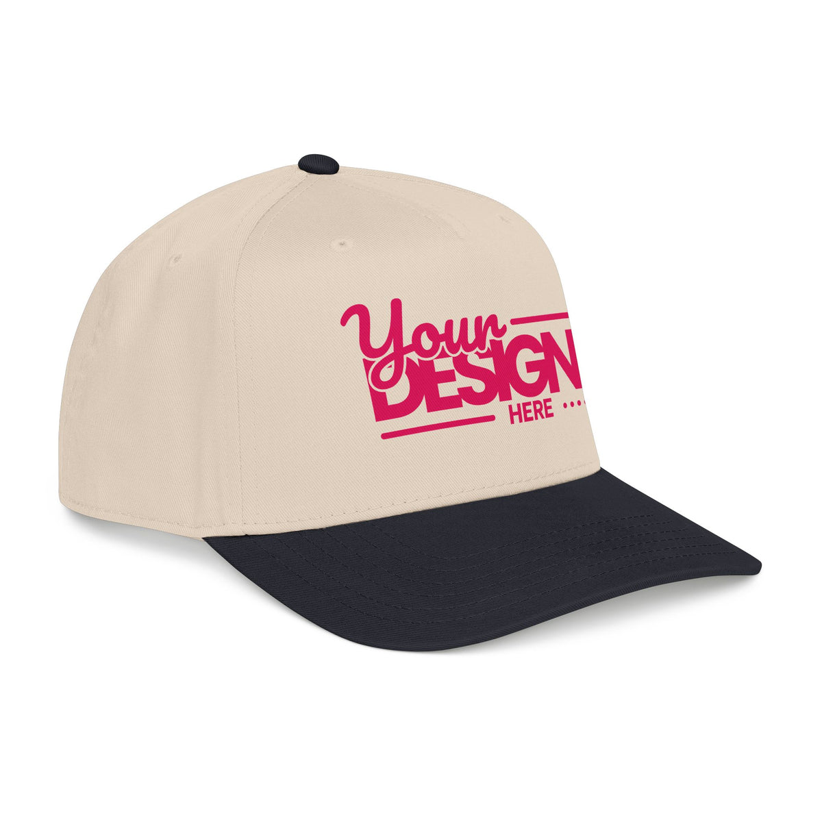 Custom Structured Baseball Cap – Personalized 5-Panel Snapback with Embroidered or Printed Design, Mid-Profile Custom Logo Ha