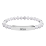 Unisex Engravable Natural Stone Bar Bracelet Stretch Beaded by Printify