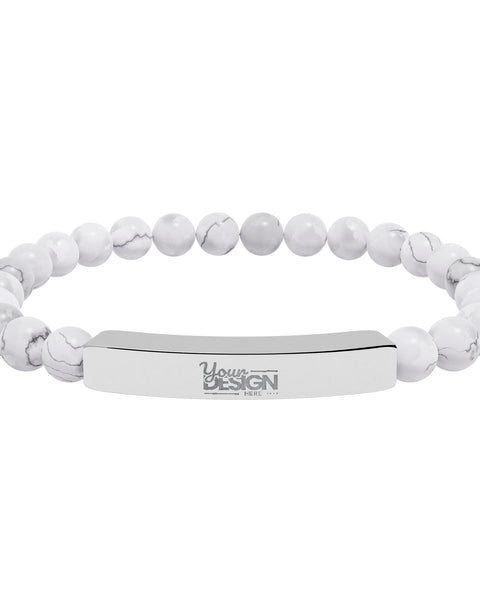 Unisex Engravable Natural Stone Bar Bracelet Stretch Beaded