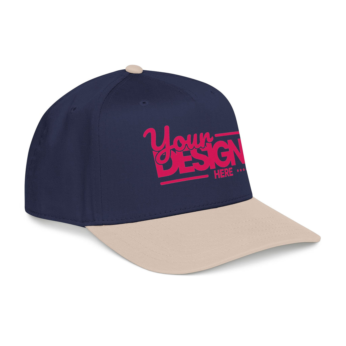 Custom Structured Baseball Cap – Personalized 5-Panel Snapback with Embroidered or Printed Design, Mid-Profile Custom Logo Ha