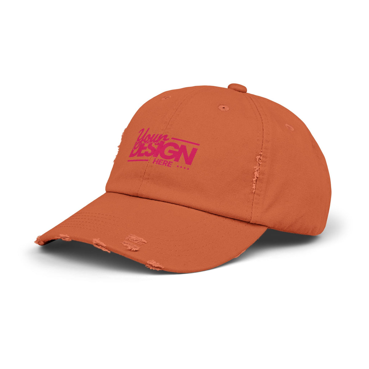 Distressed Dad Hat – Retro Pink ‘Your Design Here’ Custom Printed Cap, Personalized Vintage Baseball Hat for Men & Women