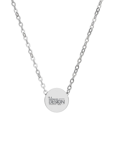 Mini Engraved Circle Necklace Tiny Disc Pendant Gold or Silver