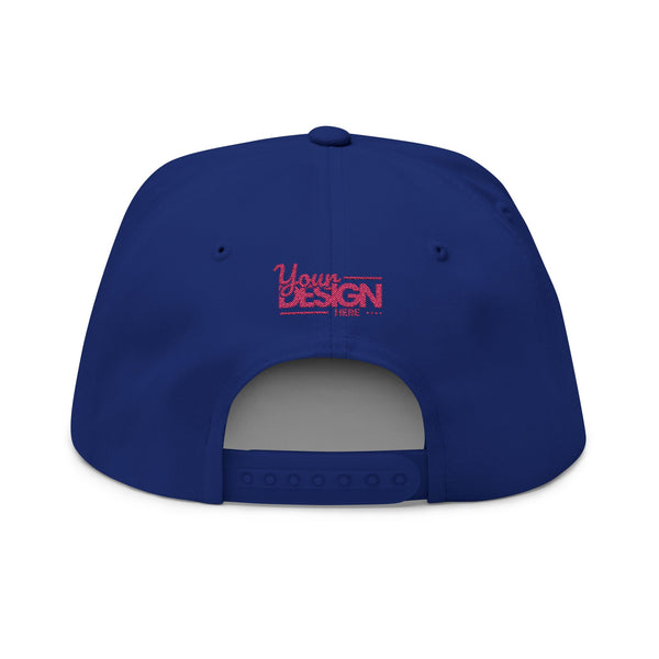 Embroidered Flat Bill Cap – Custom Pink Glitter ‘Your Design Here’ Snapback, Personalized Logo Hat for Men & Women