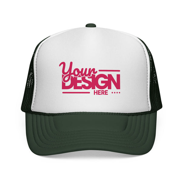 Custom Trucker Hat – Embroidered ‘Your Design Here’ Retro Script Cap, Personalized Mesh Snapback in Multiple Colors for Men & Women