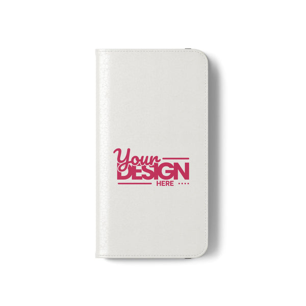 Customizable Flip Phone Wallet Case – ‘Your Design Here’ Folio Cover with Card Holder, Personalized Phone Case for iPhone