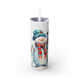 Snowman Trio Christmas Tumbler - Festive Snowmen in Red and Green Scarves