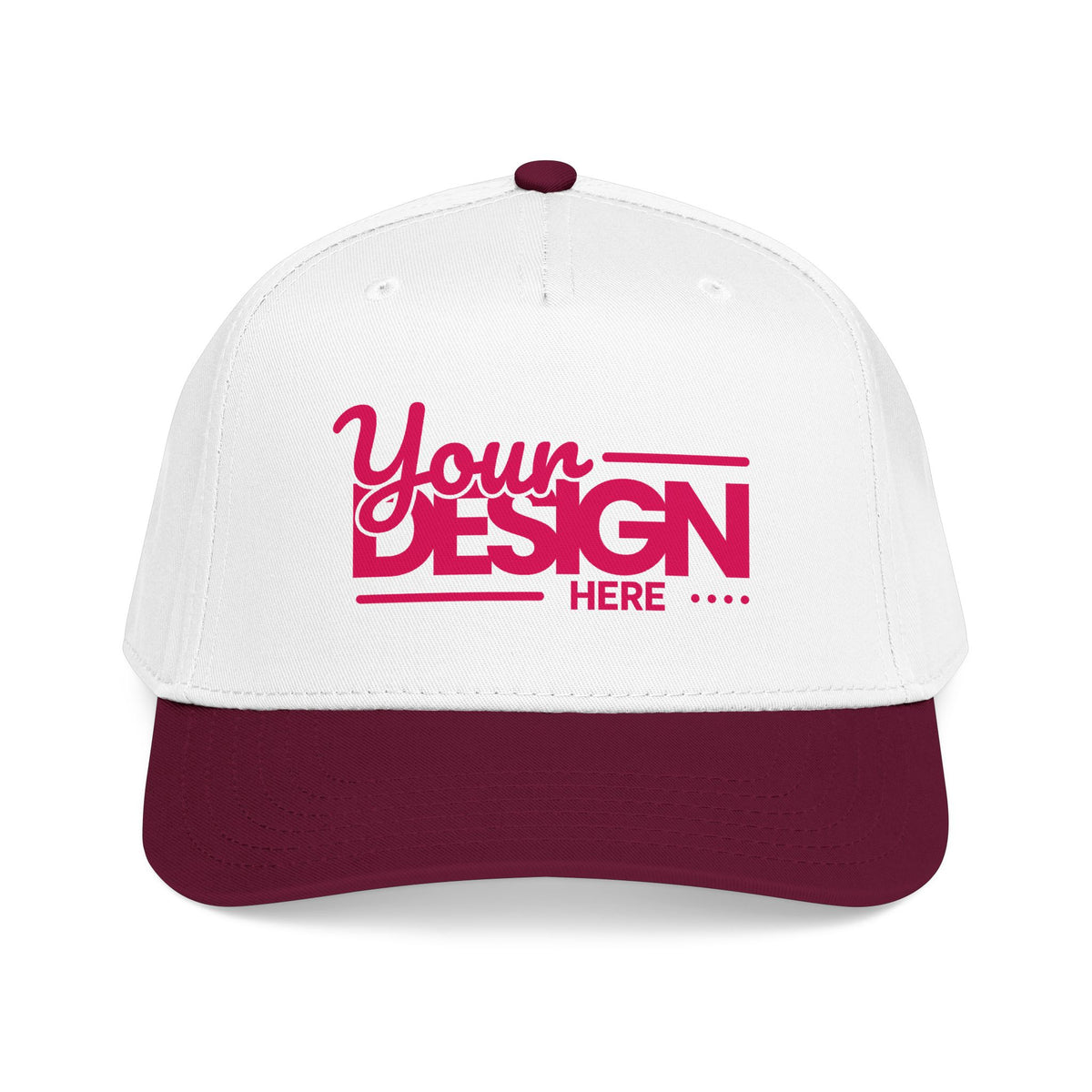 Custom Structured Baseball Cap – Personalized 5-Panel Snapback with Embroidered or Printed Design, Mid-Profile Custom Logo Ha
