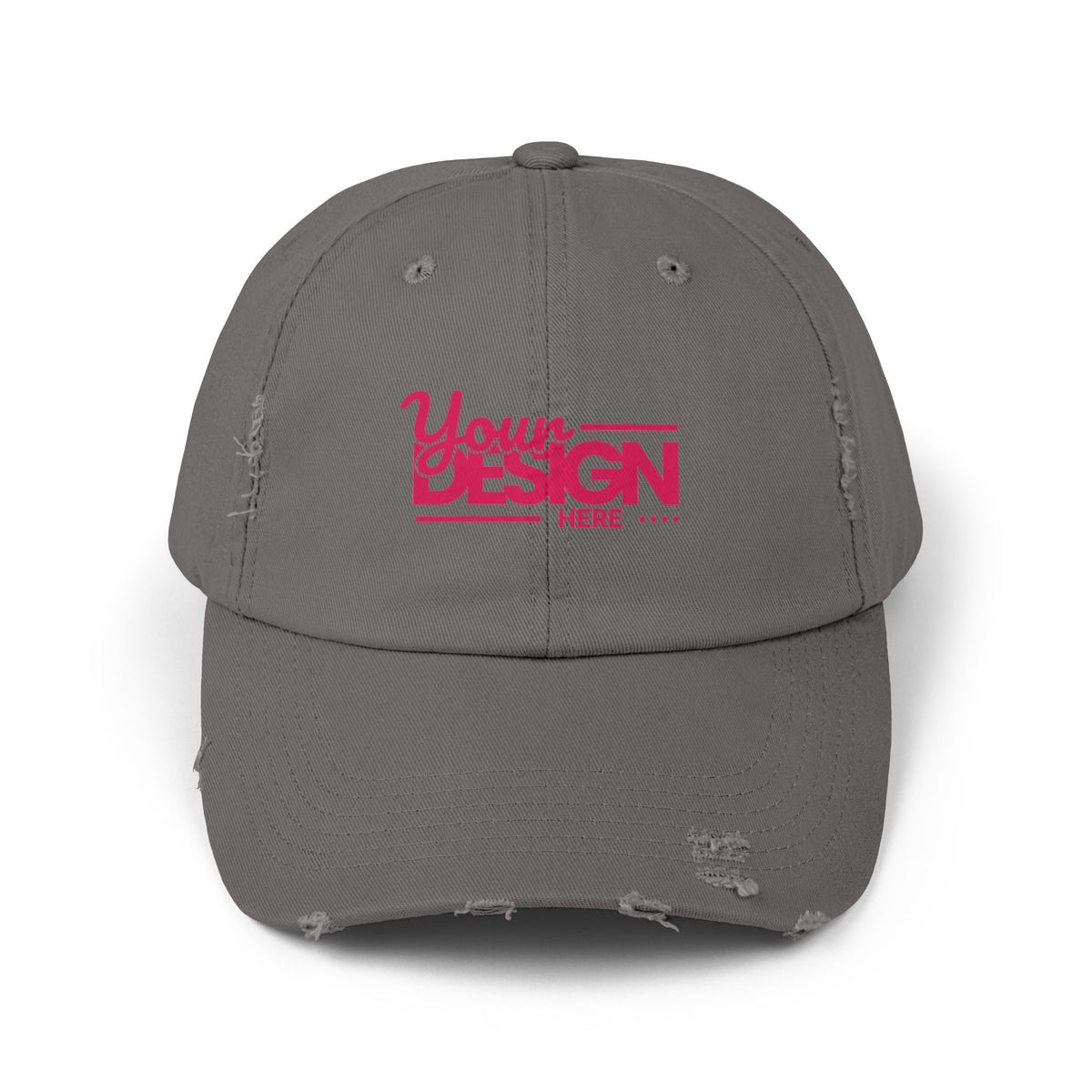 Distressed Dad Hat – Retro Pink ‘Your Design Here’ Custom Printed Cap, Personalized Vintage Baseball Hat for Men & Women