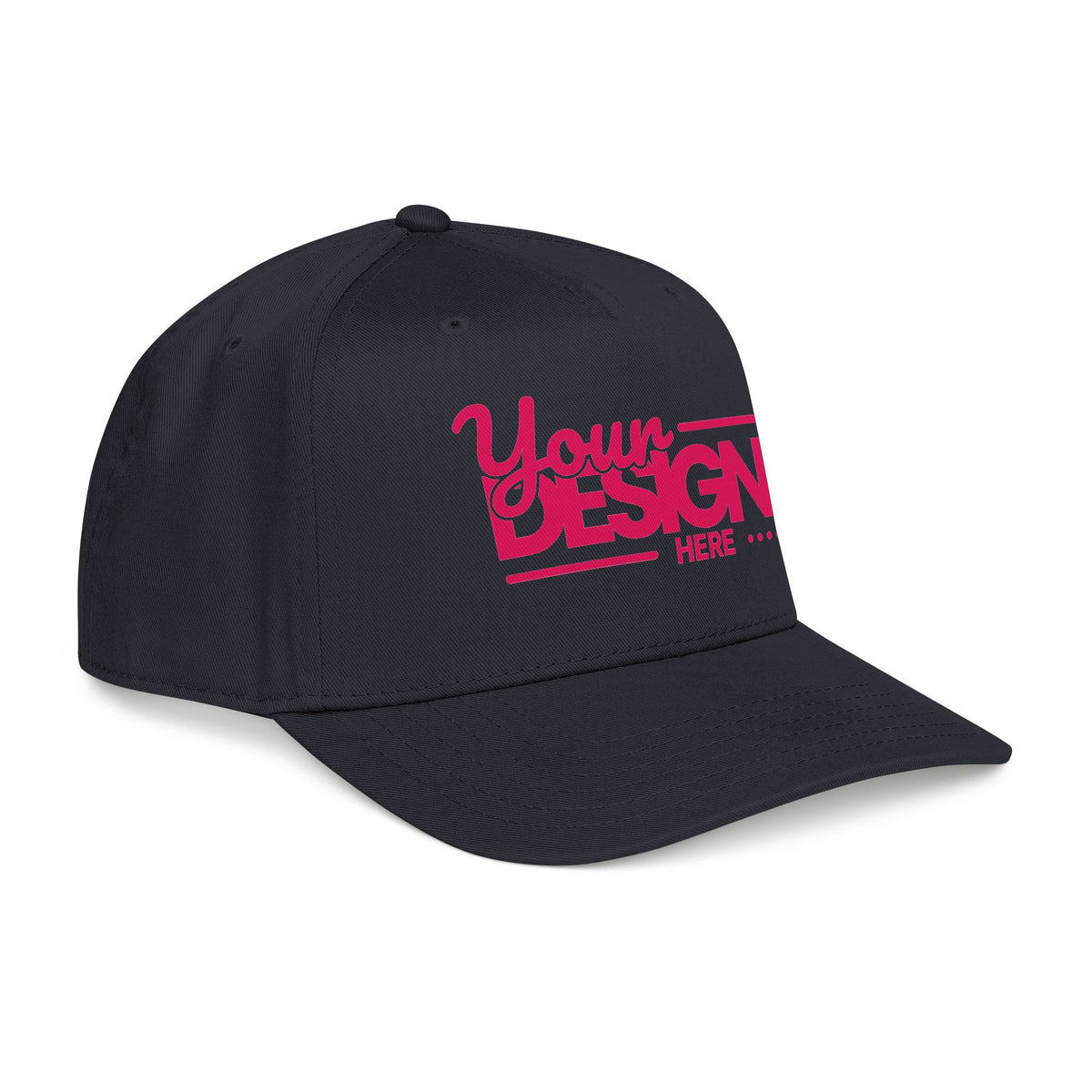 Custom Structured Baseball Cap – Personalized 5-Panel Snapback with Embroidered or Printed Design, Mid-Profile Custom Logo Ha