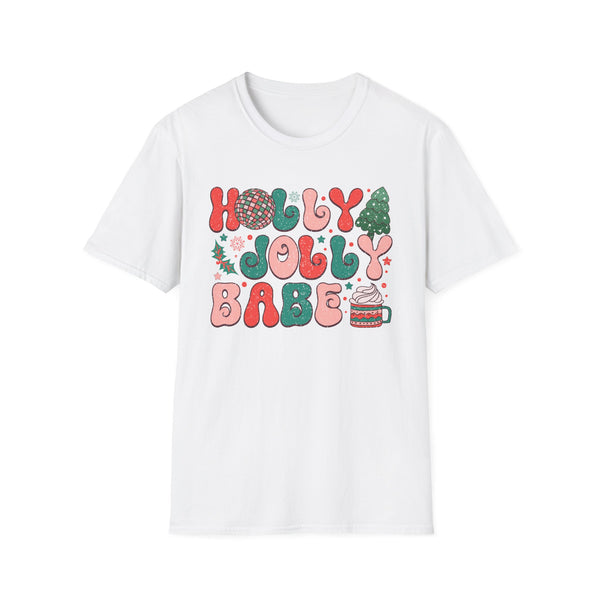 Holly Jolly Babe Christmas Cup Graphic Tee - Holiday Mug, Hot Cocoa, Funny Christmas Shirt, Christmas Vibes Tee