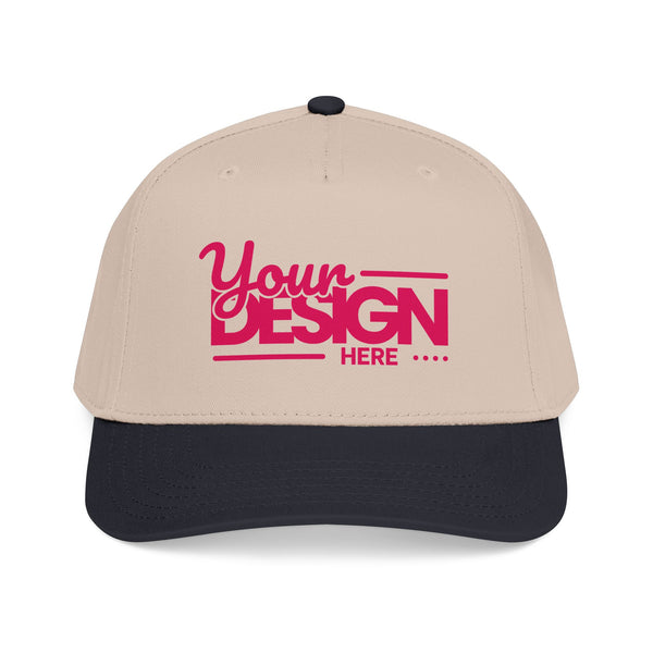 Custom Structured Baseball Cap – Personalized 5-Panel Snapback with Embroidered or Printed Design, Mid-Profile Custom Logo Ha