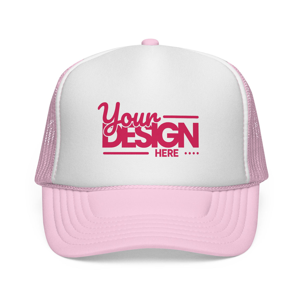 Custom Trucker Hat – Embroidered ‘Your Design Here’ Retro Script Cap, Personalized Mesh Snapback in Multiple Colors for Men & Women