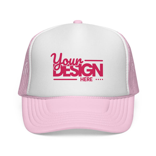 Custom Trucker Hat – Embroidered ‘Your Design Here’ Retro Script Cap, Personalized Mesh Snapback in Multiple Colors for Men & Women