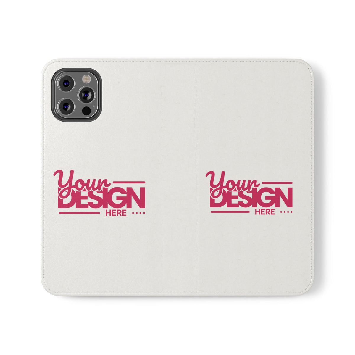 Customizable Flip Phone Wallet Case – ‘Your Design Here’ Folio Cover with Card Holder, Personalized Phone Case for iPhone