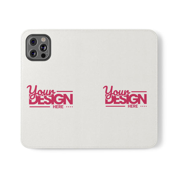 Customizable Flip Phone Wallet Case – ‘Your Design Here’ Folio Cover with Card Holder, Personalized Phone Case for iPhone
