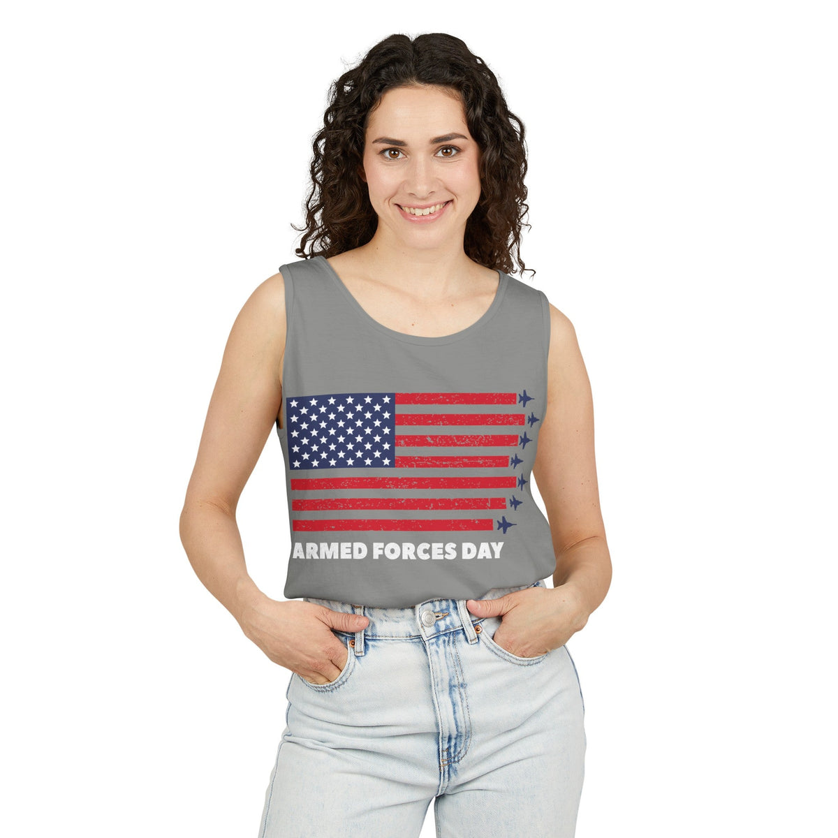 4th July Armed Forces Unisex Garment-Dyed Tank Top