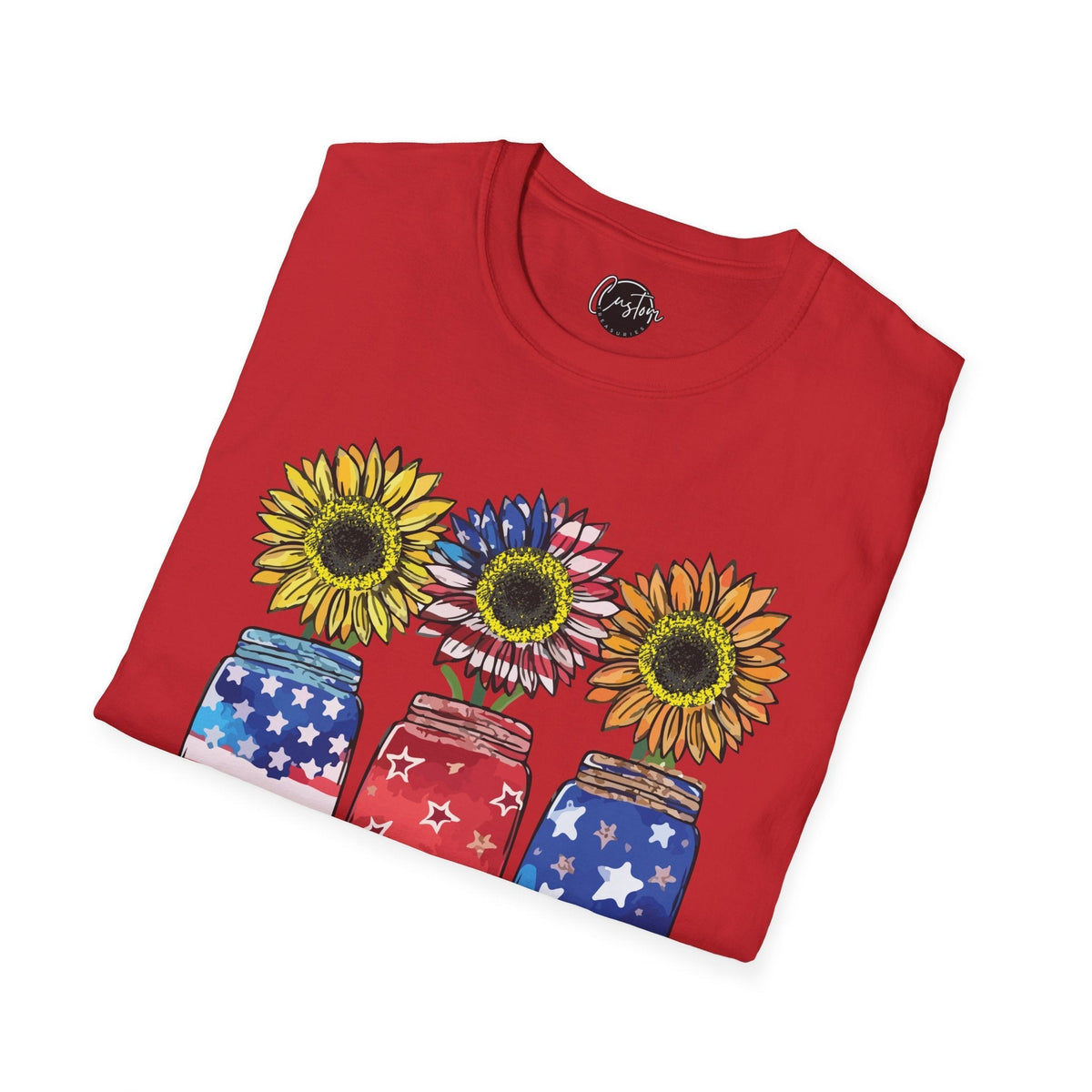 4th July Sunflower American Flag - 4th of July shirt, USA flag shirt, Red white blue tee, Patriotic - t-shirt, American