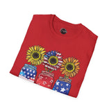 4th July Sunflower American Flag - 4th of July shirt, USA flag shirt, Red white blue tee, Patriotic - t-shirt, American