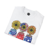 4th July Sunflower American Flag - 4th of July shirt, USA flag shirt, Red white blue tee, Patriotic - t-shirt, American