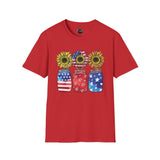 4th July Sunflower American Flag - 4th of July shirt, USA flag shirt, Red white blue tee, Patriotic - t-shirt, American