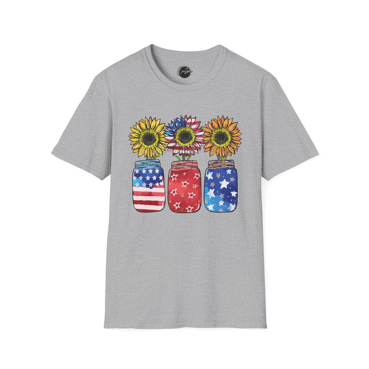 4th July Sunflower American Flag - 4th of July shirt, USA flag shirt, Red white blue tee, Patriotic - t-shirt, American