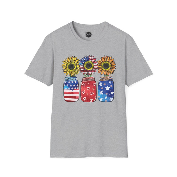 4th July Sunflower American Flag - 4th of July shirt, USA flag shirt, Red white blue tee, Patriotic - t-shirt, American