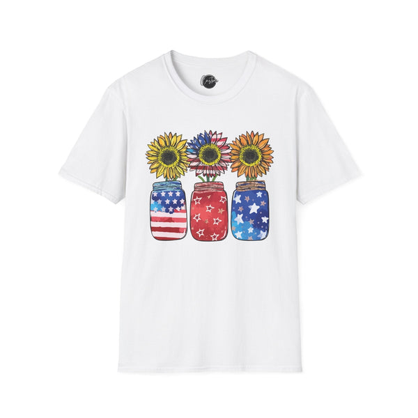 4th July Sunflower American Flag - 4th of July shirt, USA flag shirt, Red white blue tee, Patriotic - t-shirt, American