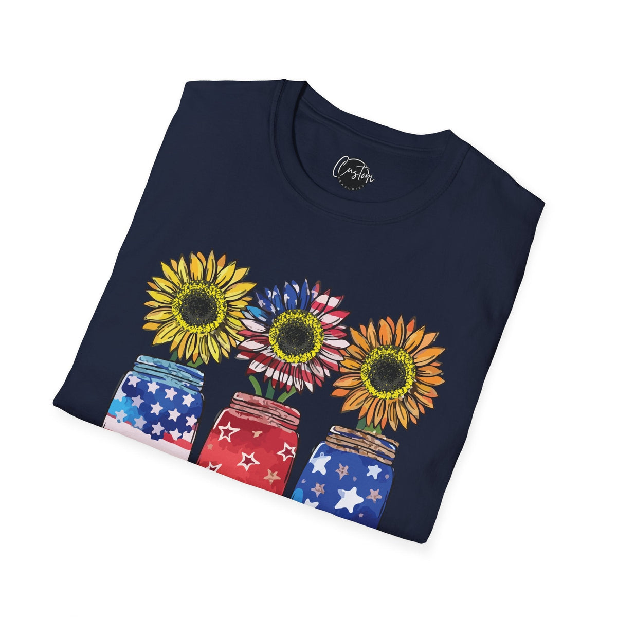 4th July Sunflower American Flag - 4th of July shirt, USA flag shirt, Red white blue tee, Patriotic - t-shirt, American