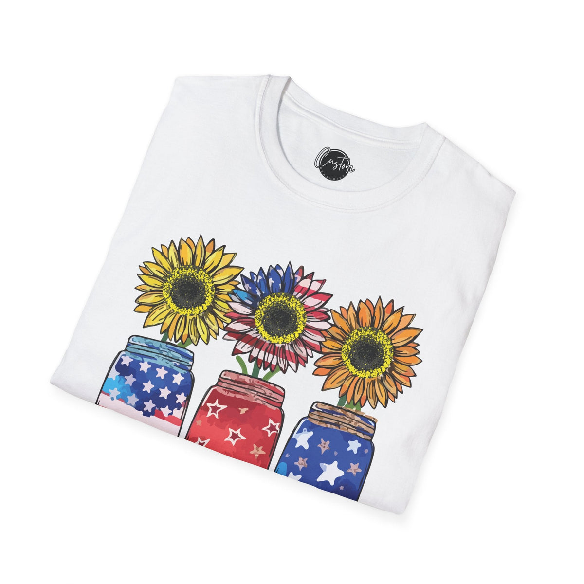 4th July Sunflower American Flag - 4th of July shirt, USA flag shirt, Red white blue tee, Patriotic - t-shirt, American pride tee