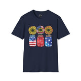 4th July Sunflower American Flag - 4th of July shirt, USA flag shirt, Red white blue tee, Patriotic - t-shirt, American pride tee