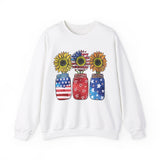 4th July Sunflower American Flag Unisex Heavy Blend™ Crewneck Sweatshirt