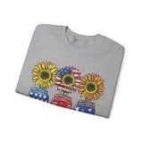 4th July Sunflower American Flag Unisex Heavy Blend™ Crewneck Sweatshirt