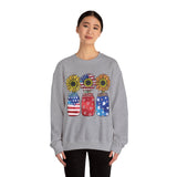 4th July Sunflower American Flag Unisex Heavy Blend™ Crewneck Sweatshirt