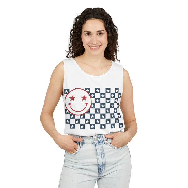 4th Of July Smiley Unisex Garment-Dyed Tank Top