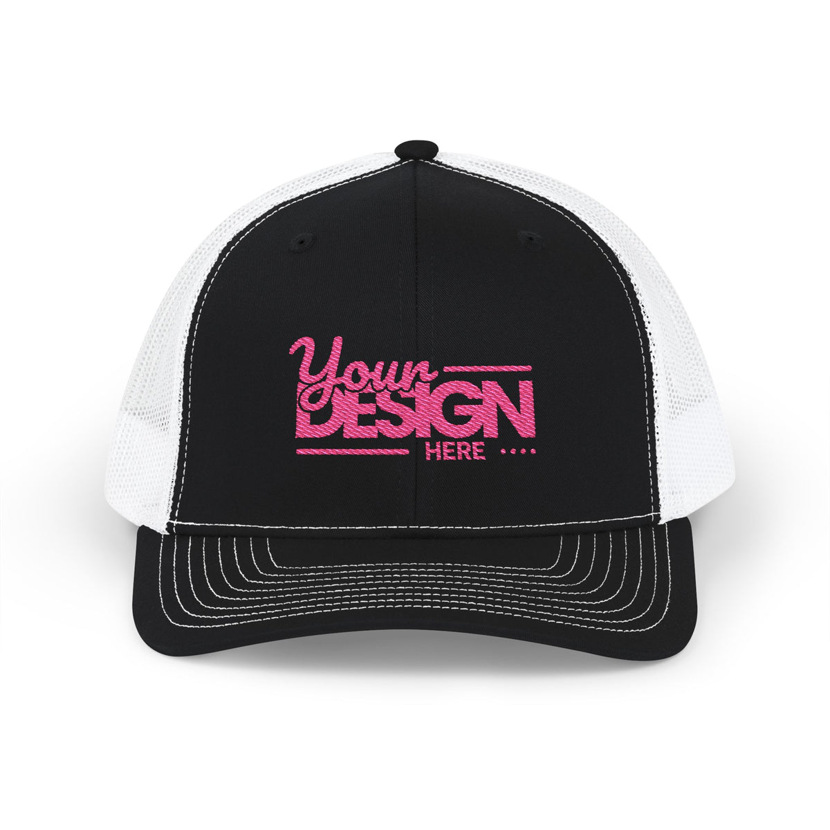 Embroidered Trucker Cap – Custom ‘Your Design Here’ Snapback, Personalized Mesh Baseball Hat for Men & Women