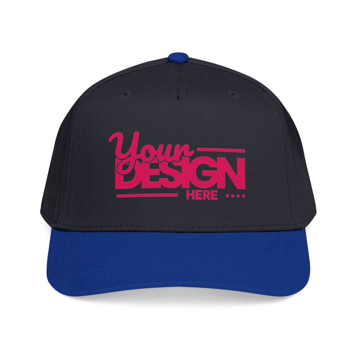 Custom Structured Baseball Cap – Personalized 5-Panel Snapback with Embroidered or Printed Design, Mid-Profile Custom Logo Ha