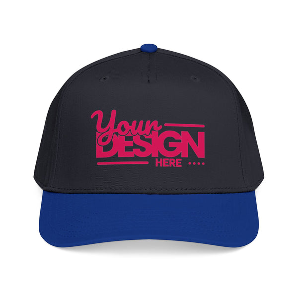 Custom Structured Baseball Cap – Personalized 5-Panel Snapback with Embroidered or Printed Design, Mid-Profile Custom Logo Ha