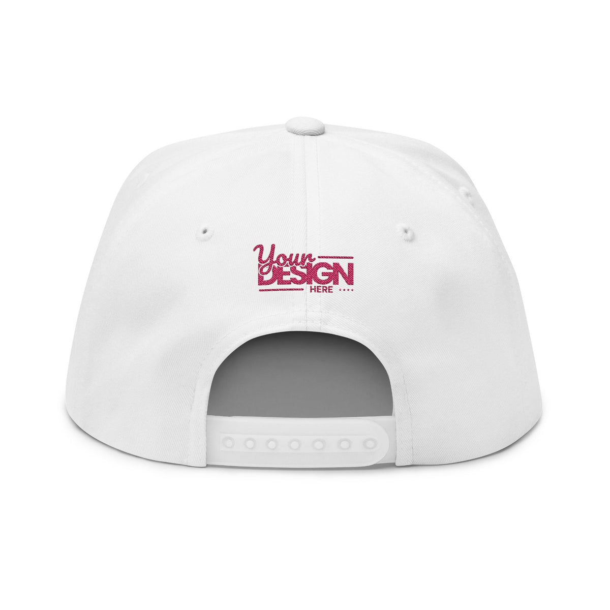 Embroidered Flat Bill Cap – Custom Pink Glitter ‘Your Design Here’ Snapback, Personalized Logo Hat for Men & Women
