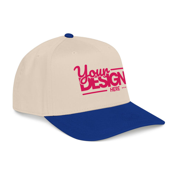 Custom Structured Baseball Cap – Personalized 5-Panel Snapback with Embroidered or Printed Design, Mid-Profile Custom Logo Ha