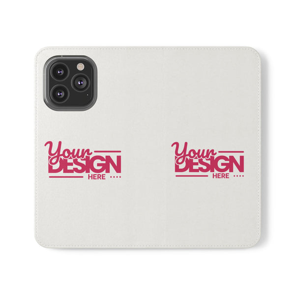 Customizable Flip Phone Wallet Case – ‘Your Design Here’ Folio Cover with Card Holder, Personalized Phone Case for iPhone